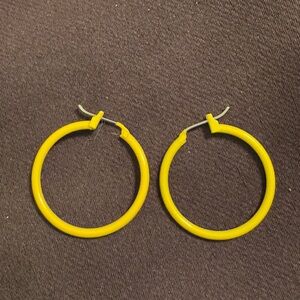 Yellow Hoop Earrings 1 Inch